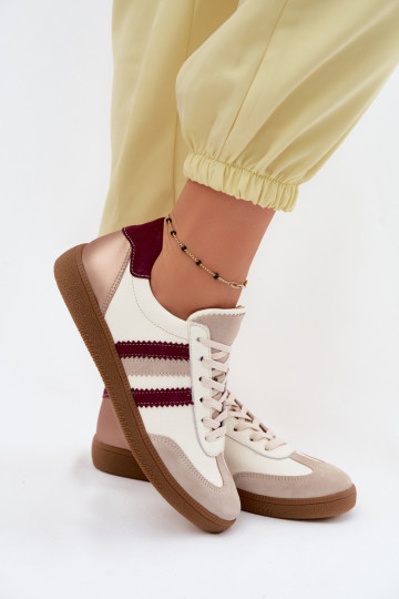 Zapatillas de cuero Zazoo N1234S2 blanco-burdeos