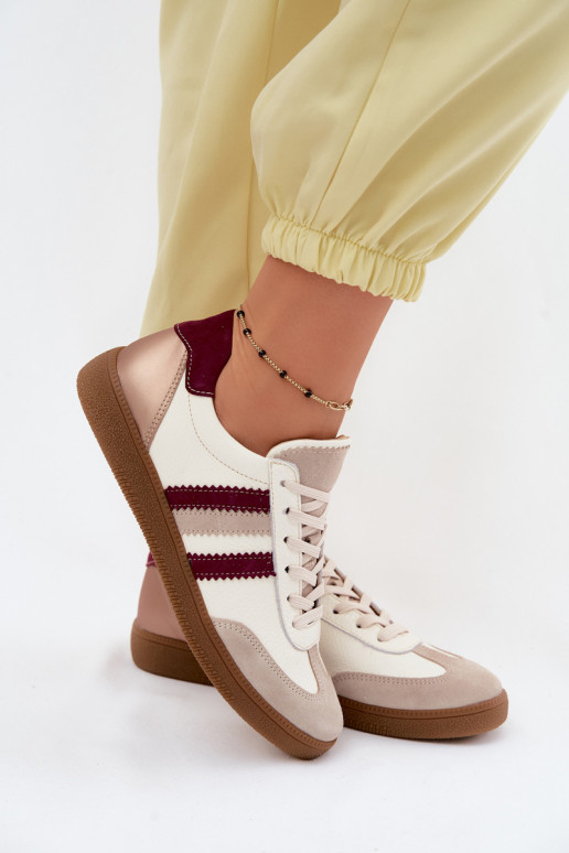 Zapatillas de cuero Zazoo N1234S2 blanco-burdeos