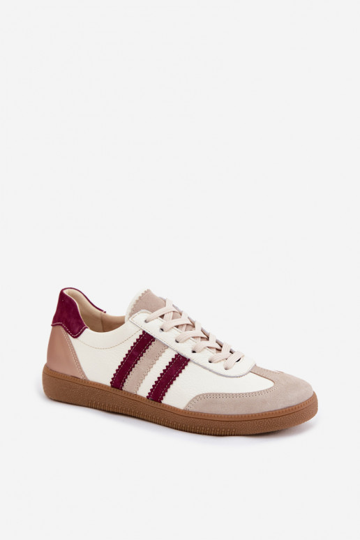 Zapatillas de cuero Zazoo N1234S2 blanco-burdeos