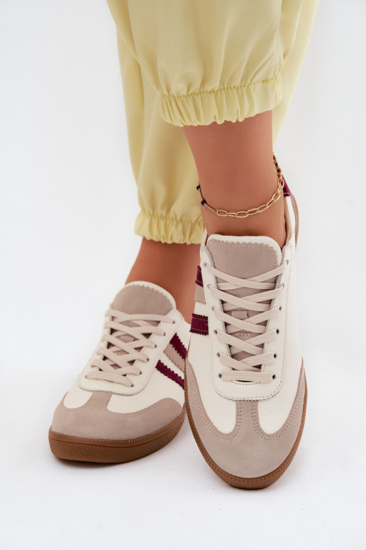 Zapatillas de cuero Zazoo N1234S2 blanco-burdeos
