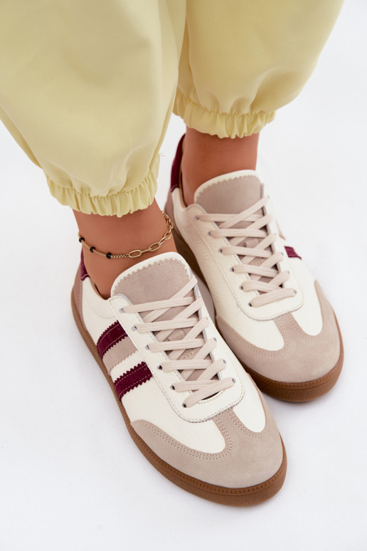 Zapatillas de cuero Zazoo N1234S2 blanco-burdeos
