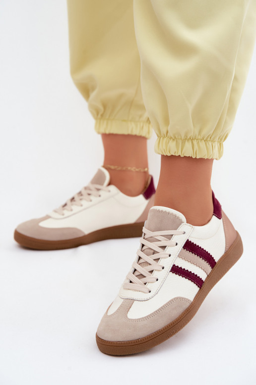 Zapatillas de cuero Zazoo N1234S2 blanco-burdeos