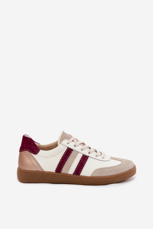 Zapatillas de cuero Zazoo N1234S2 blanco-burdeos