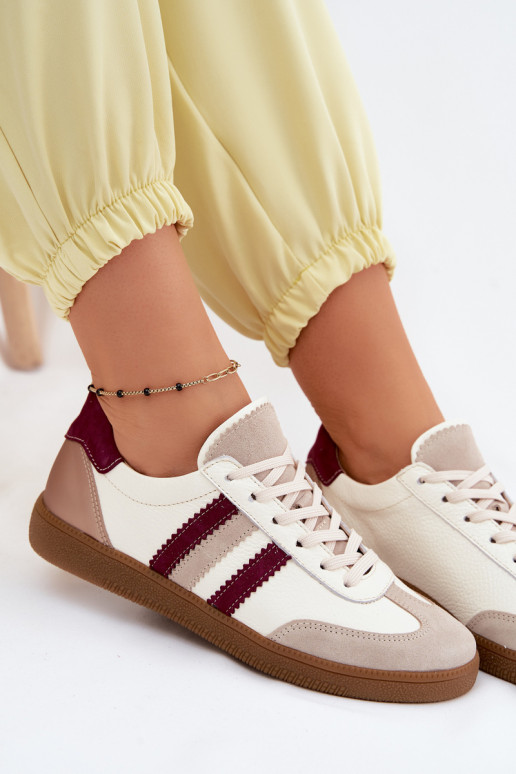 Zapatillas de cuero Zazoo N1234S2 blanco-burdeos