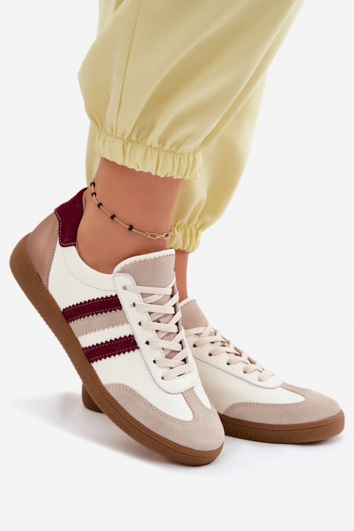 Zapatillas de cuero Zazoo N1234S2 blanco-burdeos