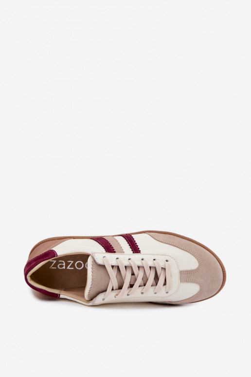 Zapatillas de cuero Zazoo N1234S2 blanco-burdeos