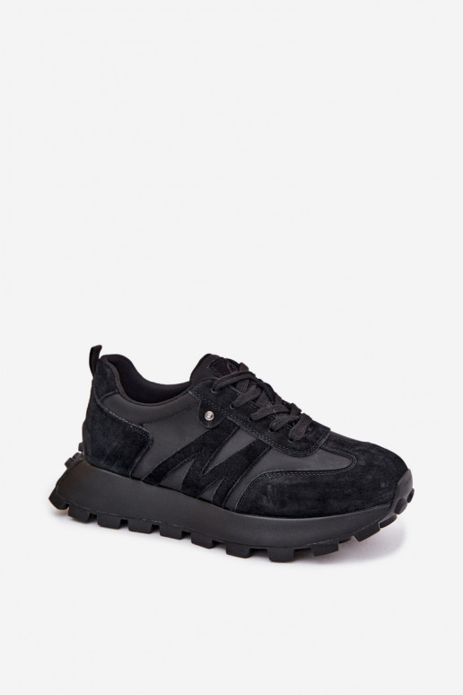 Zapatillas de ante sintético con plataforma Vinceza 41520 negras
