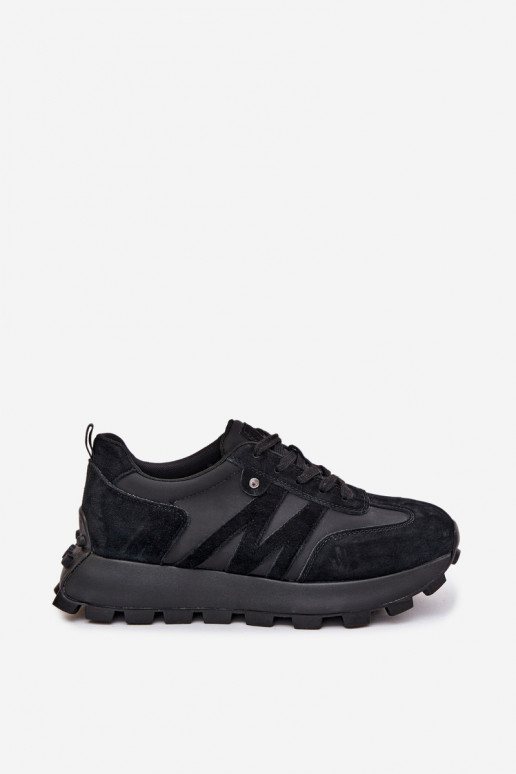 Zapatillas de ante sintético con plataforma Vinceza 41520 negras
