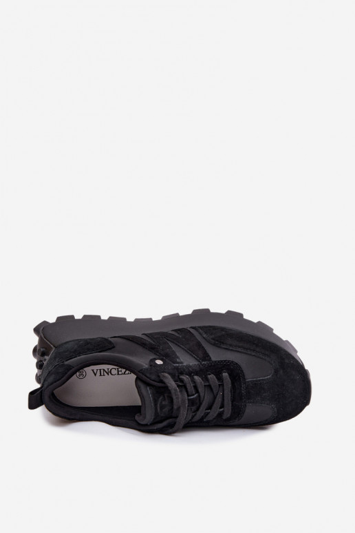 Zapatillas de ante sintético con plataforma Vinceza 41520 negras