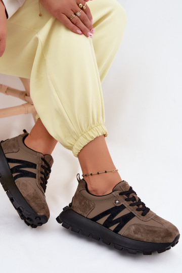 Zapatillas de ante sintético con plataforma Vinceza 41520 caqui