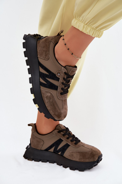 Zapatillas de ante sintético con plataforma Vinceza 41520 caqui