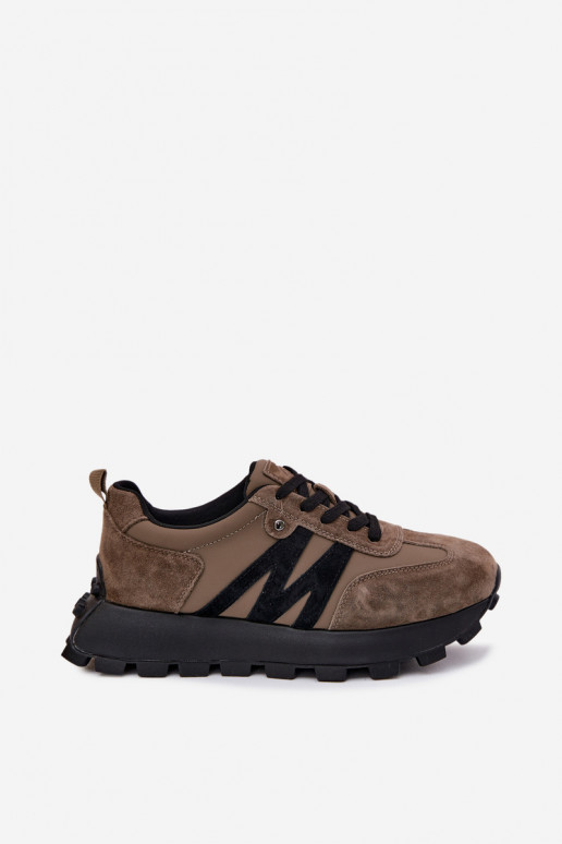 Piel de gamuza Zapatillas modelo zapatos. Femenino con una plataforma Vinceza 41520 de color caqui