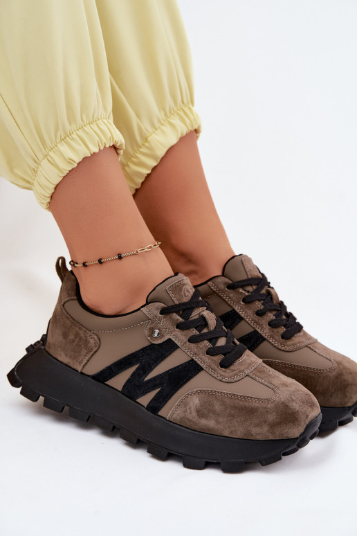 Zapatillas de ante sintético con plataforma Vinceza 41520 caqui