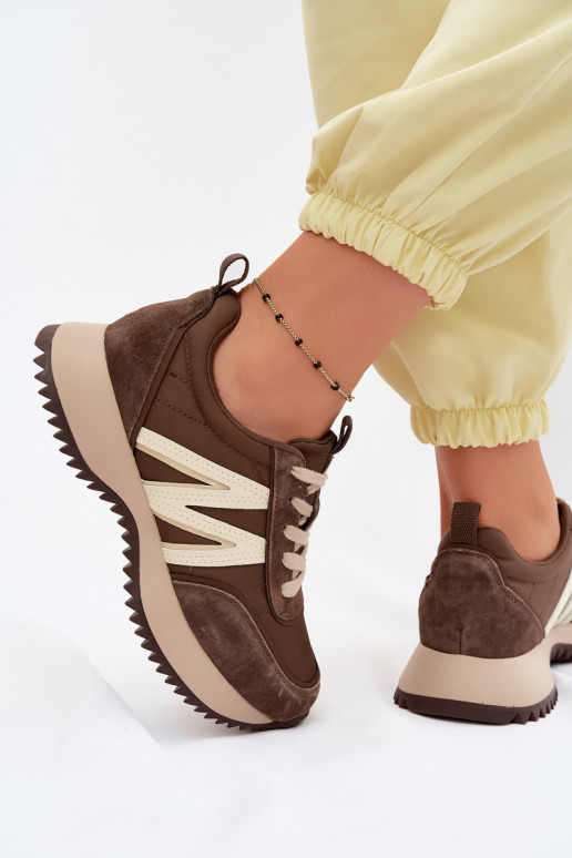 Zapatillas de ante sintético con plataforma Vinceza 41521 marrones