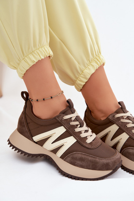 de gamuza Zapatillas modelo zapatos. Femenino con una plataforma Vinceza 41521 color marrón