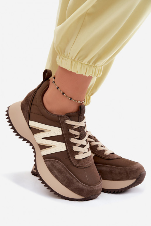 de gamuza Zapatillas modelo zapatos. Femenino con una plataforma Vinceza 41521 color marrón