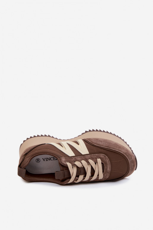 Zapatillas de ante sintético con plataforma Vinceza 41521 marrones