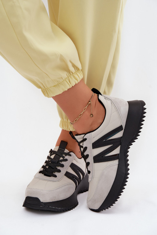 de gamuza Zapatillas modelo zapatos. Femenino con una plataforma Vinceza 41521 color gris