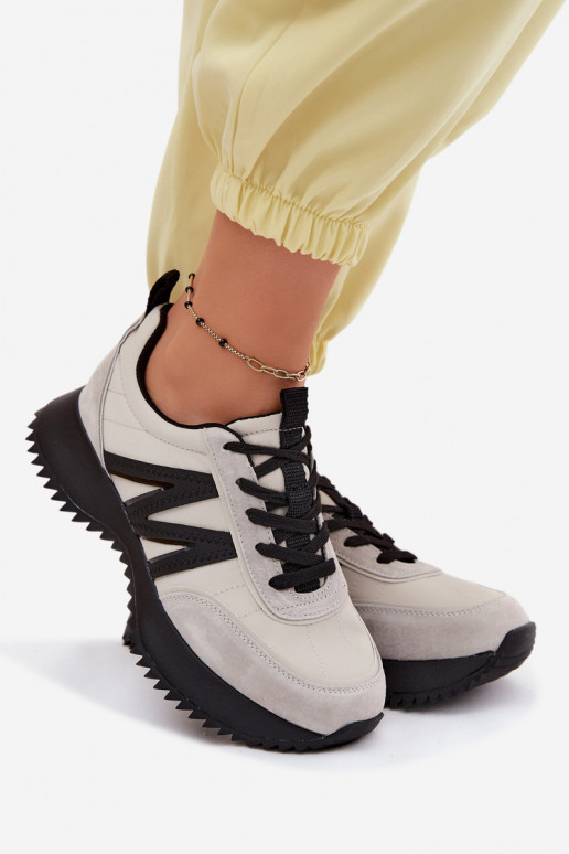 de gamuza Zapatillas modelo zapatos. Femenino con una plataforma Vinceza 41521 color gris