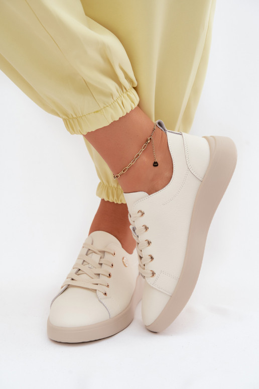 Piel zapatos Femenino Vinceza 41508 color marfil