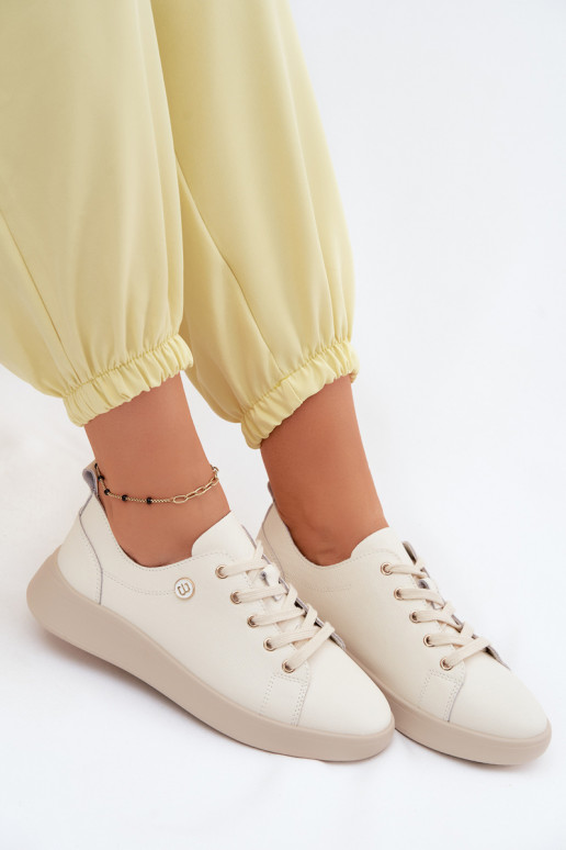 Piel zapatos Femenino Vinceza 41508 color marfil