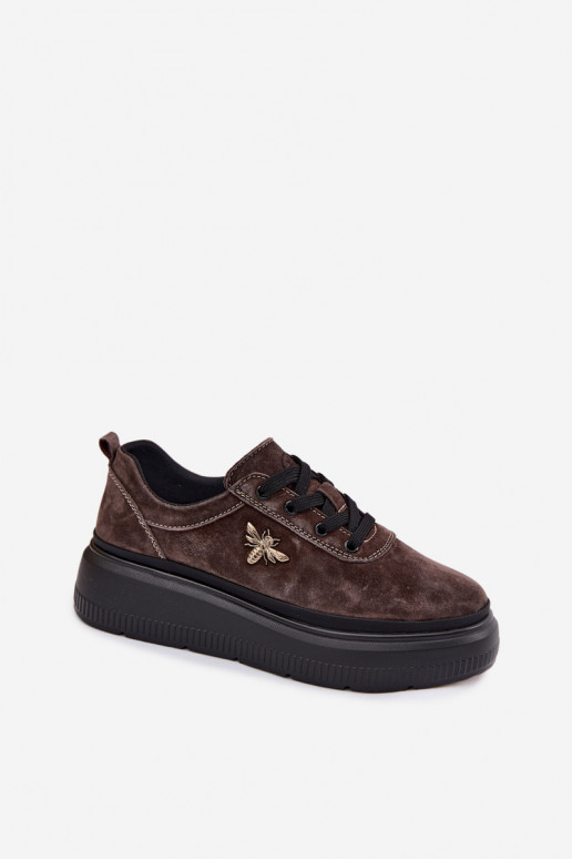 Zapatos de ante sintético con plataforma Vinceza 41523 color chocolate