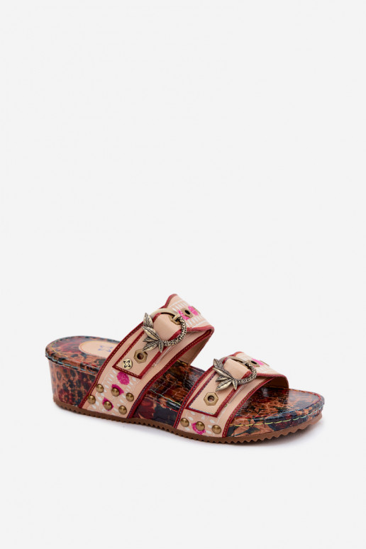 Zapatillas de cuero para mujer con estampado y plataforma en varios colores