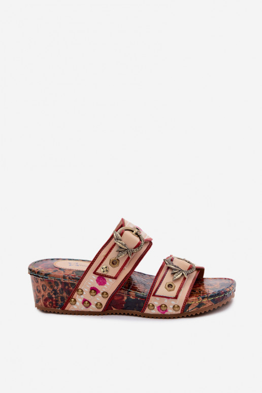 Zapatillas de cuero para mujer con estampado y plataforma en varios colores