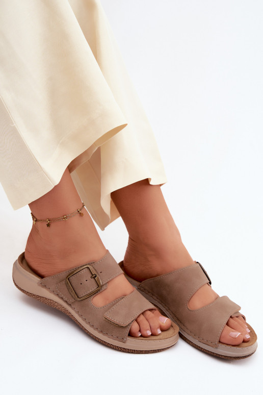 zapatillas de mujer con hebillas I con cierre adhesivoem INBLU LL000006 color marrón