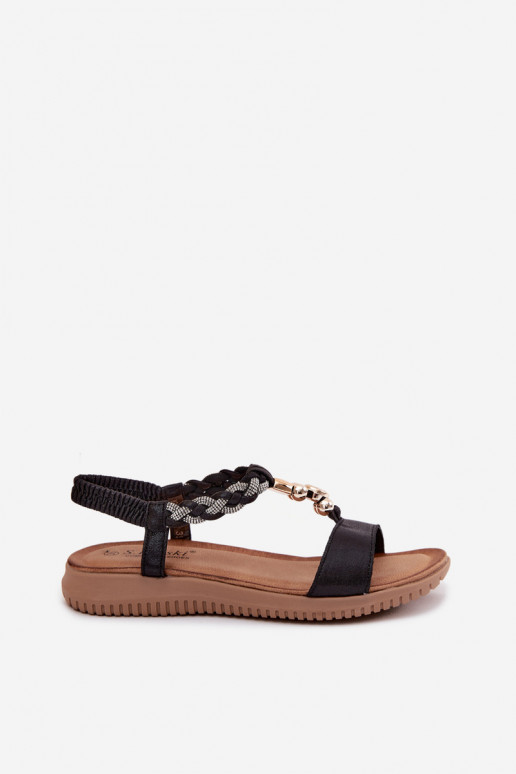 Sandalias planas para mujer. S.Barski KV61-6051 de color negro