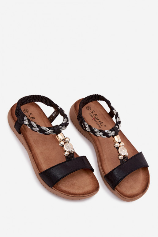 Sandalias planas para mujer. S.Barski KV61-6051 de color negro