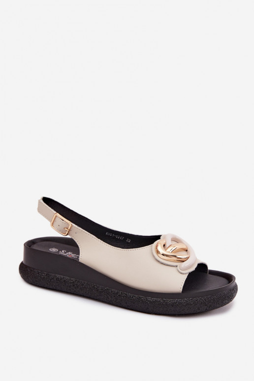 Piel Sandalias plataforma con adornos S.Barski KV61-6047 beige