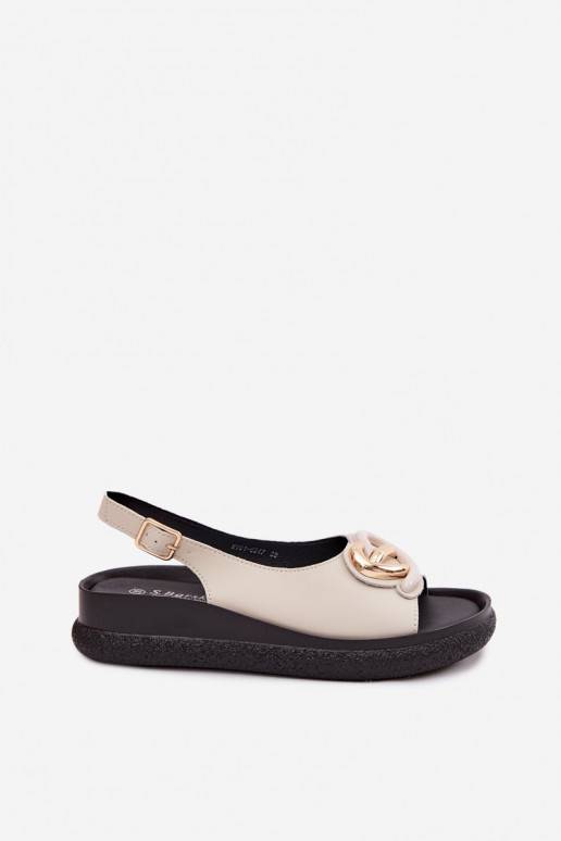 Piel Sandalias plataforma con adornos S.Barski KV61-6047 beige