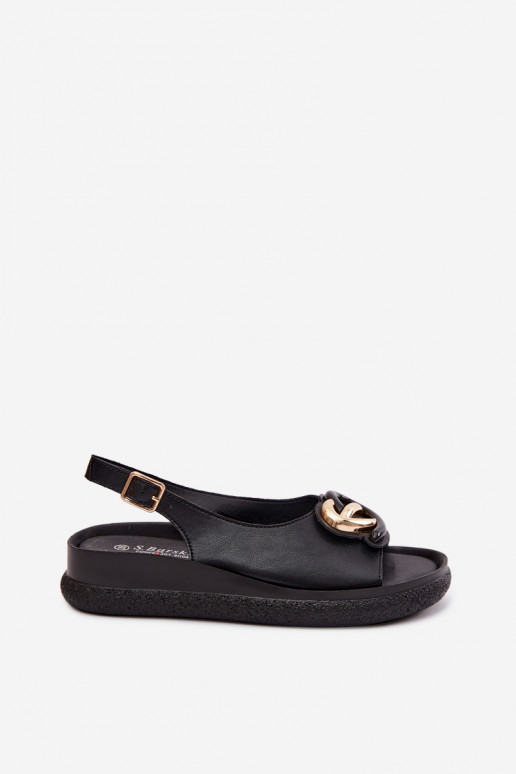 Sandalias de plataforma de cuero con adornos en negro