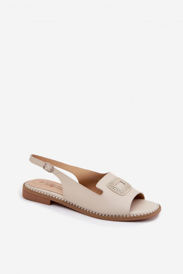 Sandalias de mujer con tacones anchos S.Barski KV61-6076 color arena 2