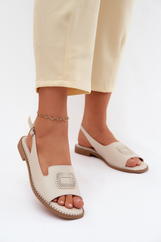 Sandalias de mujer con tacones anchos S.Barski KV61-6076 color arena