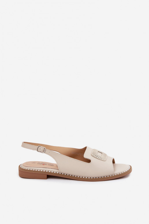 Sandalias de mujer con tacones anchos S.Barski KV61-6076 color arena
