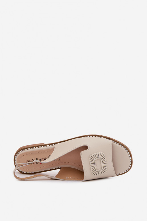 Sandalias de mujer con tacones anchos S.Barski KV61-6076 color arena