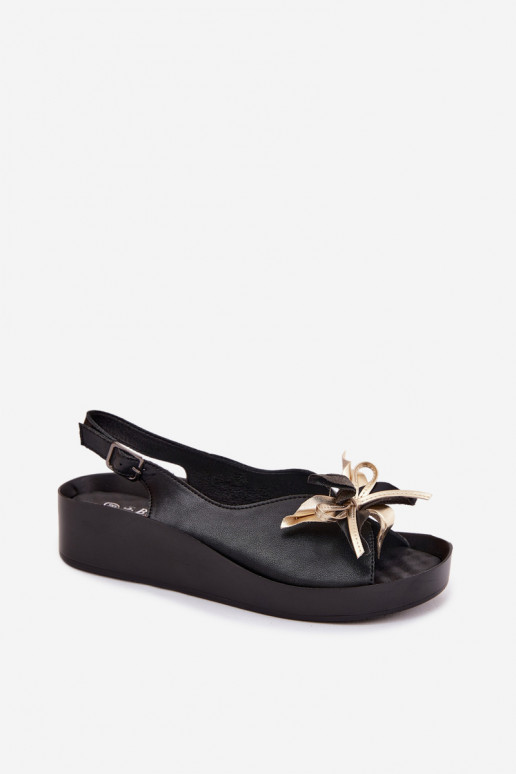 Sandalias de mujer con ornamentos S.Barski KV61-6045 color negro