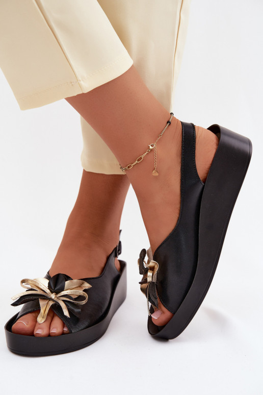 Sandalias de mujer Femenino con adornos S.Barski KV61-6045 de color negro