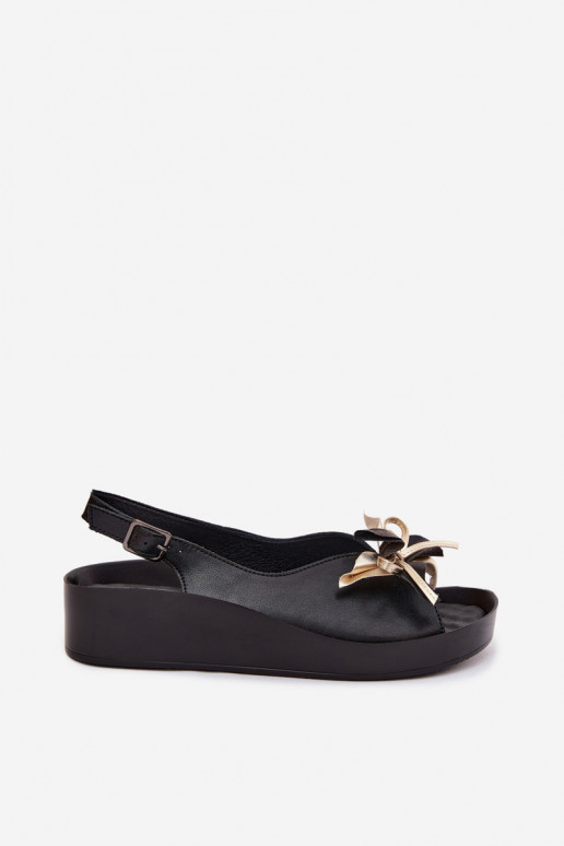Sandalias de mujer con ornamentos S.Barski KV61-6045 color negro