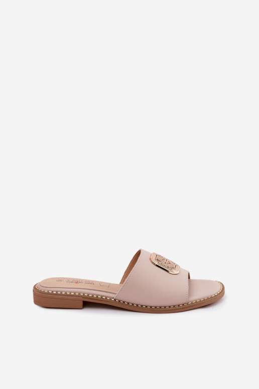 Zapatillas Cuero natural con tacones anchos Ozdoba S.Barski KV61-6019 Nude