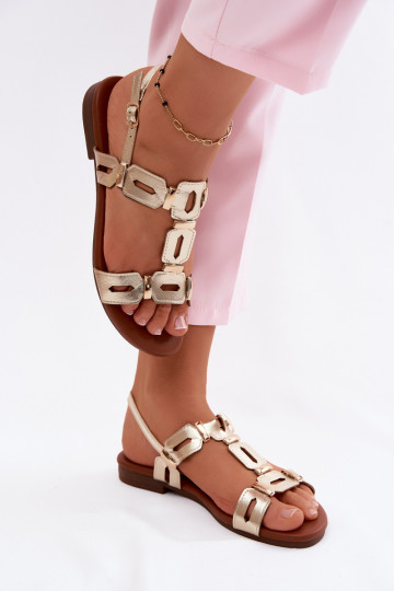 Sandalias planas para mujer. S.Barski PL61-0903 color dorado