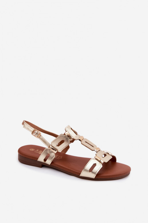 Sandalias planas para mujer. S.Barski PL61-0903 color dorado