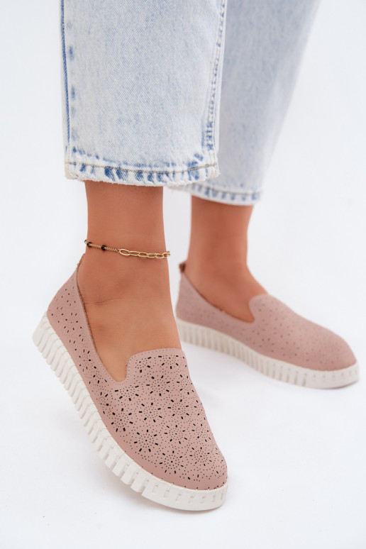 con elementos calados Un modelo convincente zapatos Femenino color rosa Salty