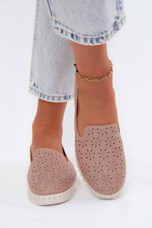 con elementos calados Un modelo convincente zapatos Femenino color rosa Salty