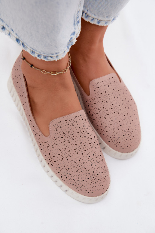 Zapatos de slip-on perforados rosas Salty