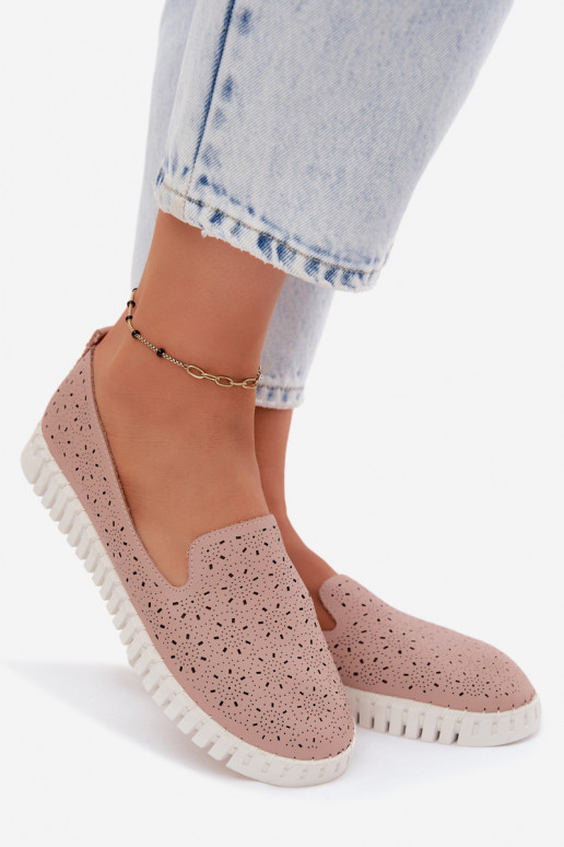 Zapatos de slip-on perforados rosas Salty