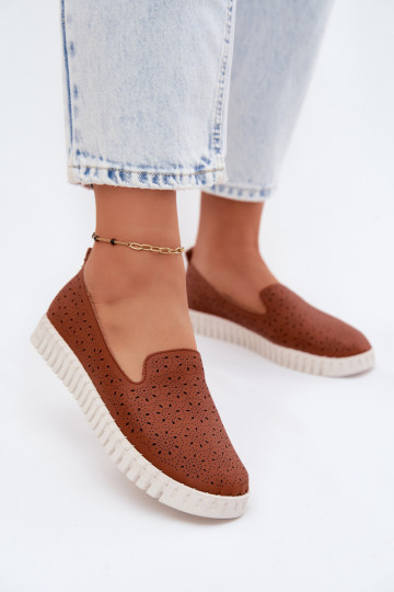 Zapatos de slip-on perforados marrones Salty 2