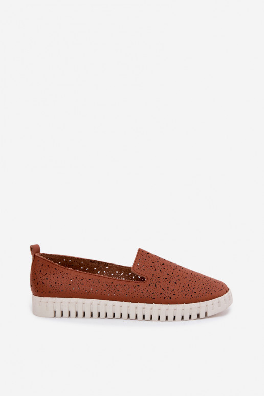 Zapatos de slip-on perforados marrones Salty